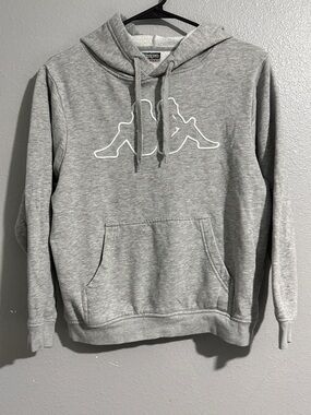 Kappa Men's Light Gray Pullover Hoodie with White Logo